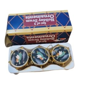 Giftco Holiday Drum Ornaments Set Of 3 In Original Box